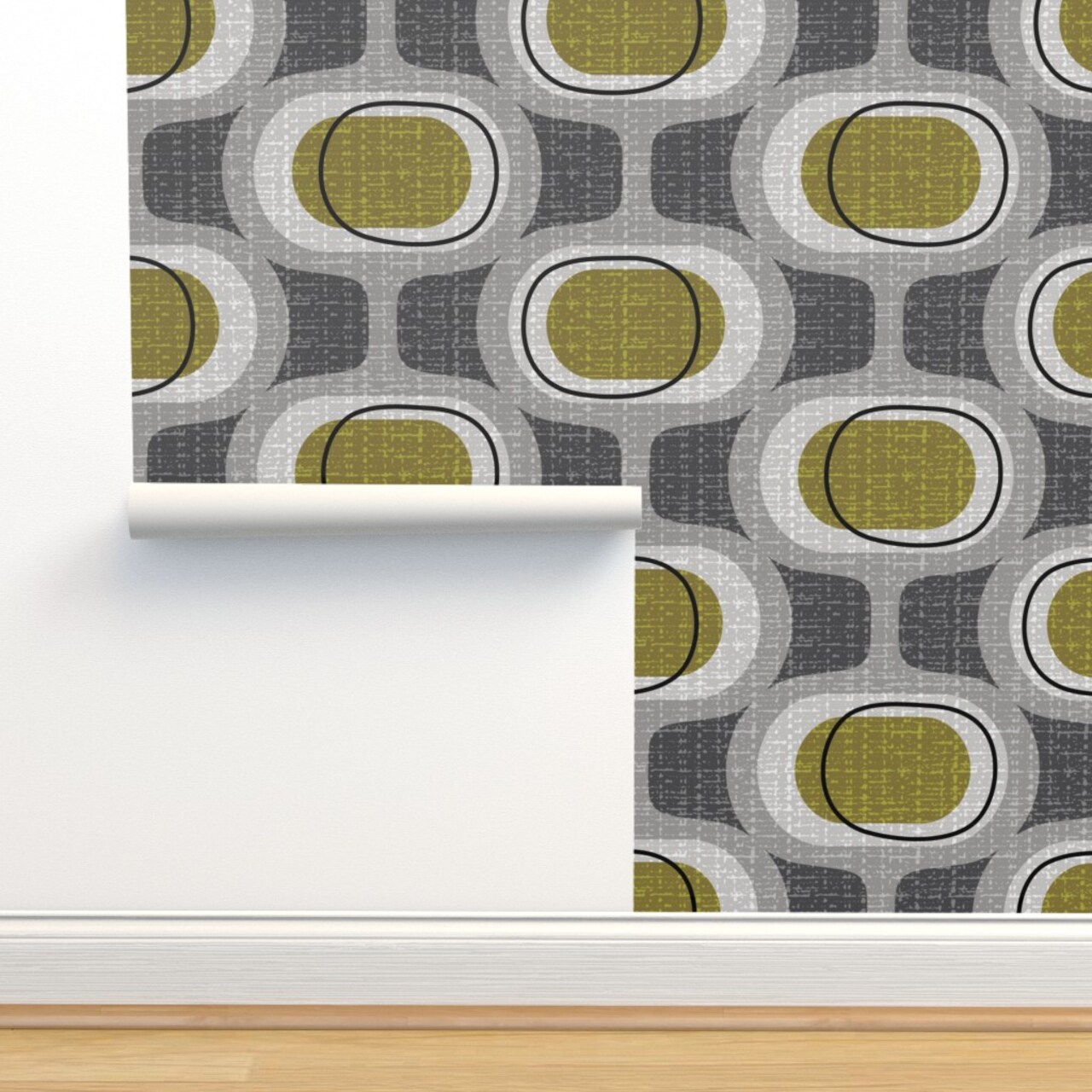 Mid Century Modern Retro Inspired Atomic Era 1950S 1960S Look Large Scale Texture Midcentury Neutrals Artistic Mid Farmhouse Custom Pre-pasted Wallpaper by Spoonflower Pre-Pasted Wallpaper 2FT Wide